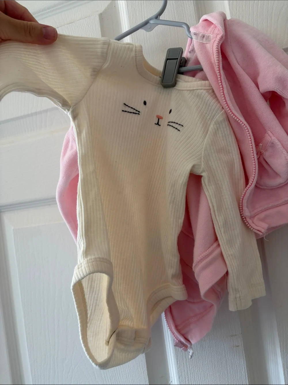 Carter's Pink & Cream Baby Girls 2-Piece Hoodie and Ribbed Bodysuit Set